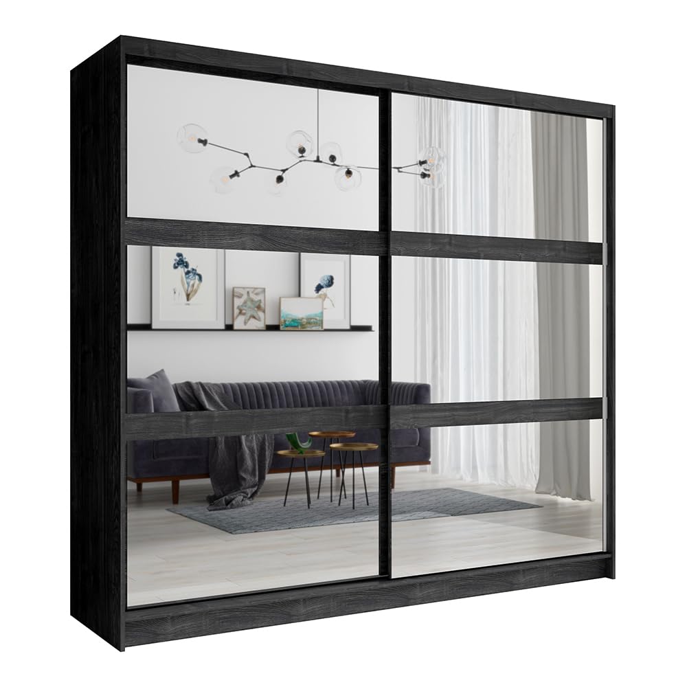 Lomadox Schlafzimmer Set 5-teilig mit Bettgestell 160x200cm, Schwebetürenschrank, Kommode, 2 Nachttische in braun Portland Esche schwarz Nb.