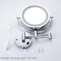 Vista 6 de Espejo de maquillaje Cavoli, para baño con luz LED, soporte de pared, Cromado