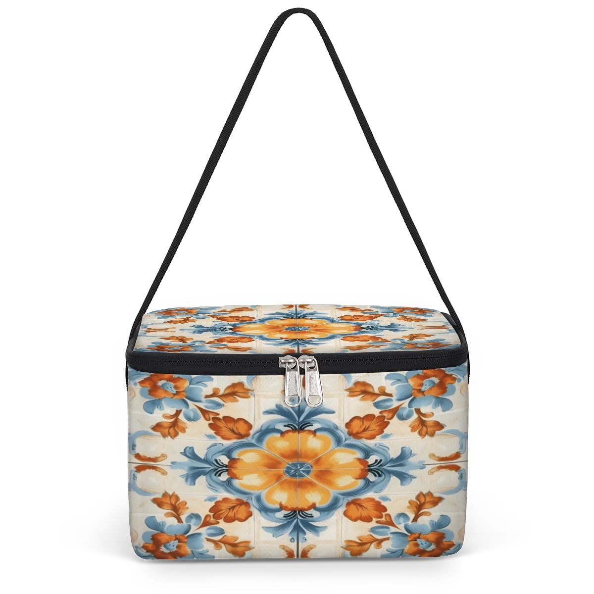 GzLeyigou Abstract Flower Lunch Bags for Women Men 9 Cans, Hot & Cold Food Delivery Bag Insulated Grocery Bag Insulated Lunch Box Decorative Cooler Bag for Office Work Picnic Beach