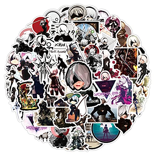 Juego de 50 pegatinas de NieR:Automata, juego de pegatinas de vinilo impermeables para ordenador portátil, niños, coches, motos, bicicletas, monopatines, maletas, maletas, pegatinas de graffiti