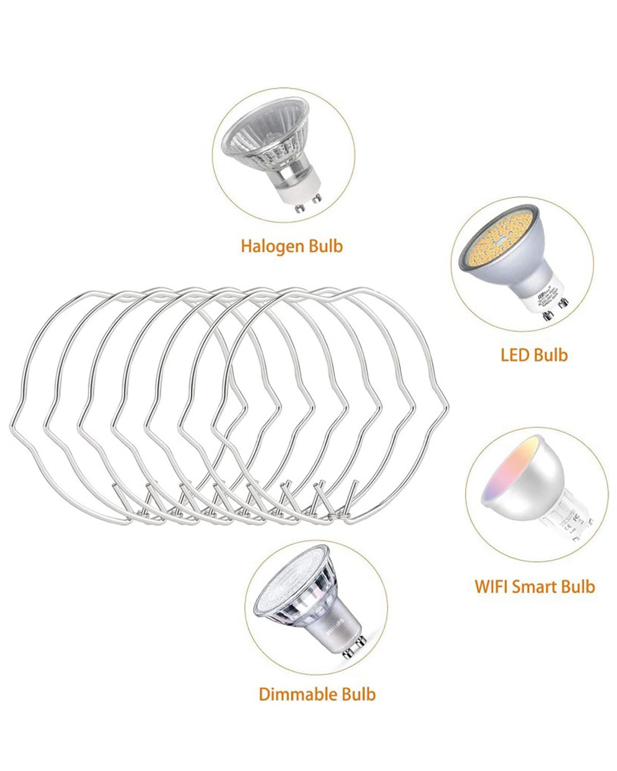 20 Pezzi Clip A Molla Per Fissaggio Lampadine LED - Anelli Porta Lampada Per Portalampade MR16 E GU10 - Diametro 50mm