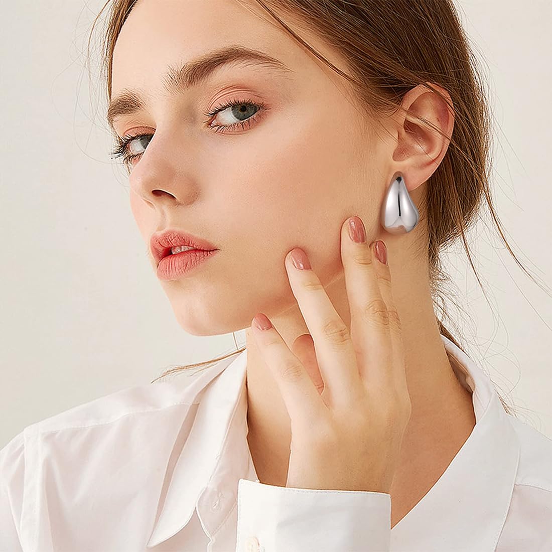 ZKGYUS 2 Coppie Orecchini Dupes Chunky da Donna Anallergici Gioielli Regalo Mamma Ragazza（Oro, Argento）