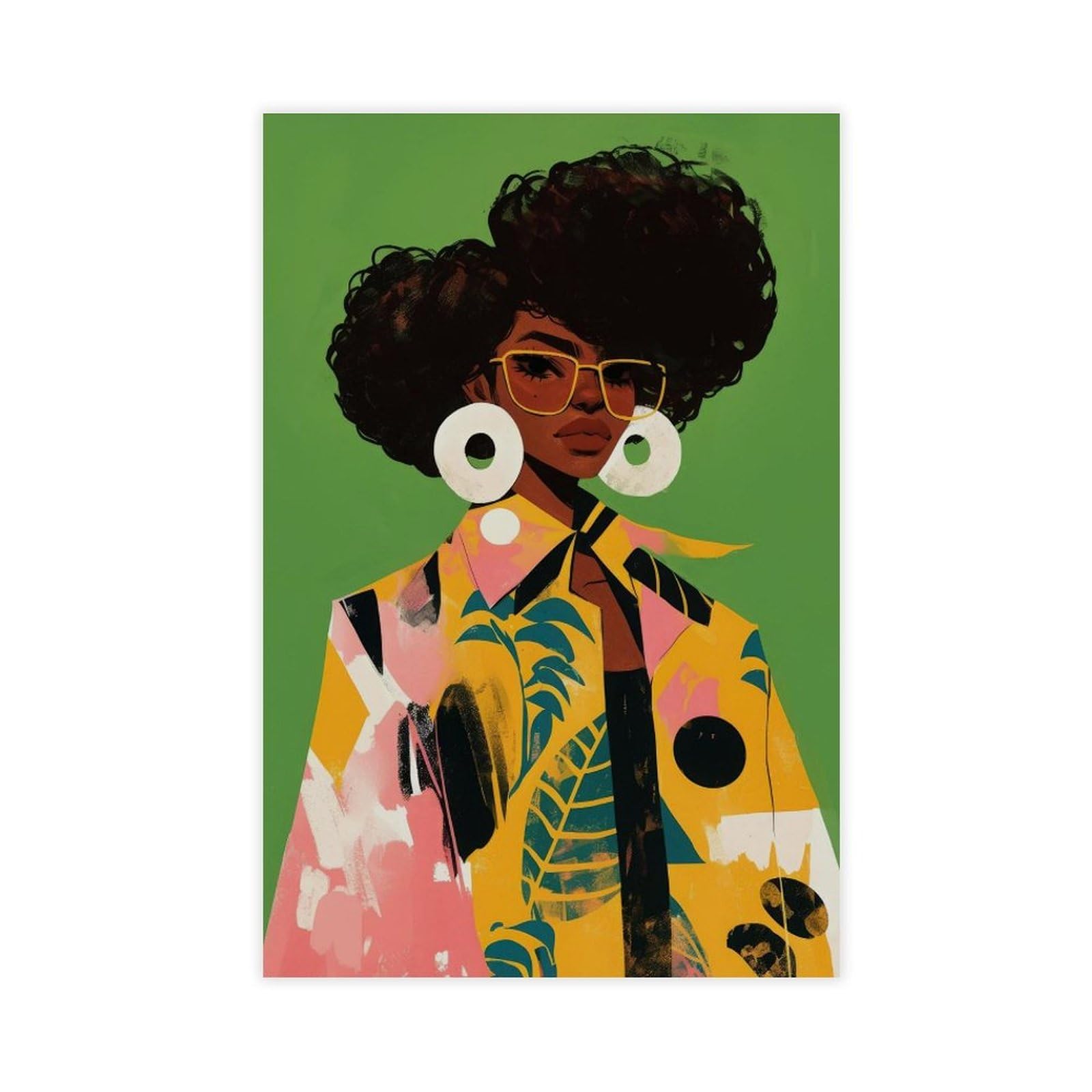 Nffbgfd Bold Fashion Afro Woman Canvas Poster Bedroom Decor Landscape Decor Gift 20X30inch(50X75cm)