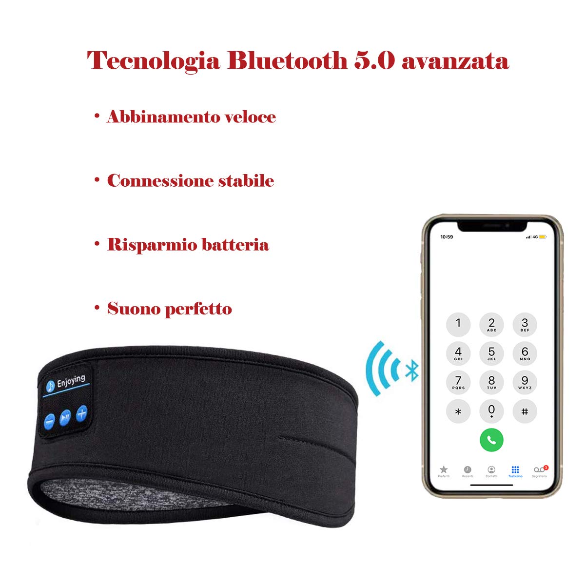Cuffie per dormire Bluetooth Fascia Sport Auricolari Resistente al Sudore Altoparlante Stereo HD Per Spor Auricolari Ultra-Sottile U9N8