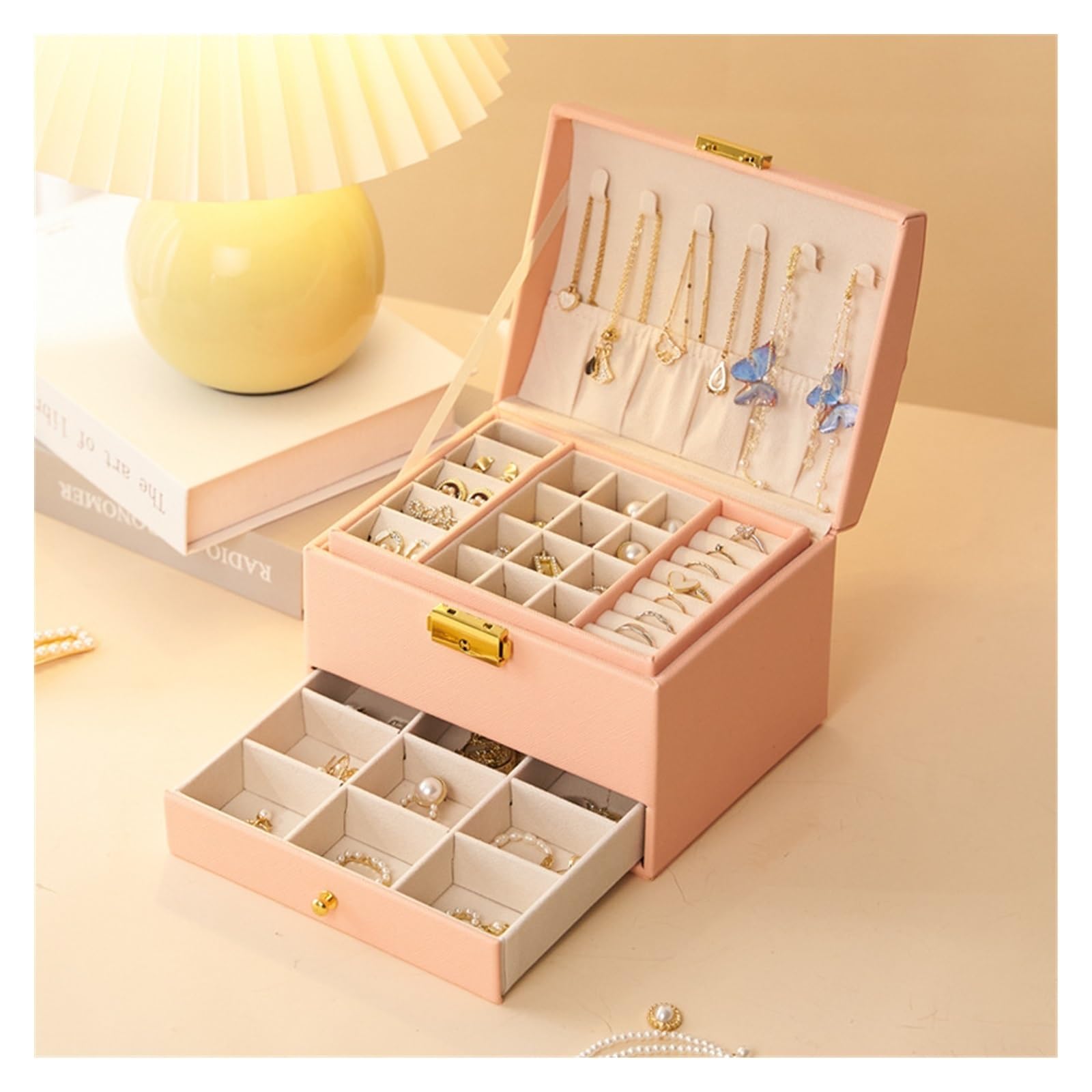 Jewelry Box Organizer Hand Jewelry Storage Box Large Capacity Jewelry Earrings Jewelry Box Creative Wedding Supplies Jewelry Organizer Small (A S) (B S)