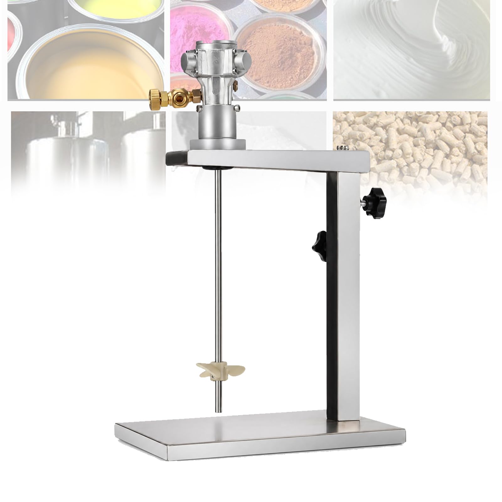 Vhewq 1 Gallon Pneumatic Automatic Paint Mixer, 1/16HP Air Agitator, 50-3200RPM Stepless Speed Control, Adjustable Height Paint Shaker Machine, for Ink Coating, Resin & Chemicals Dye Chemicals