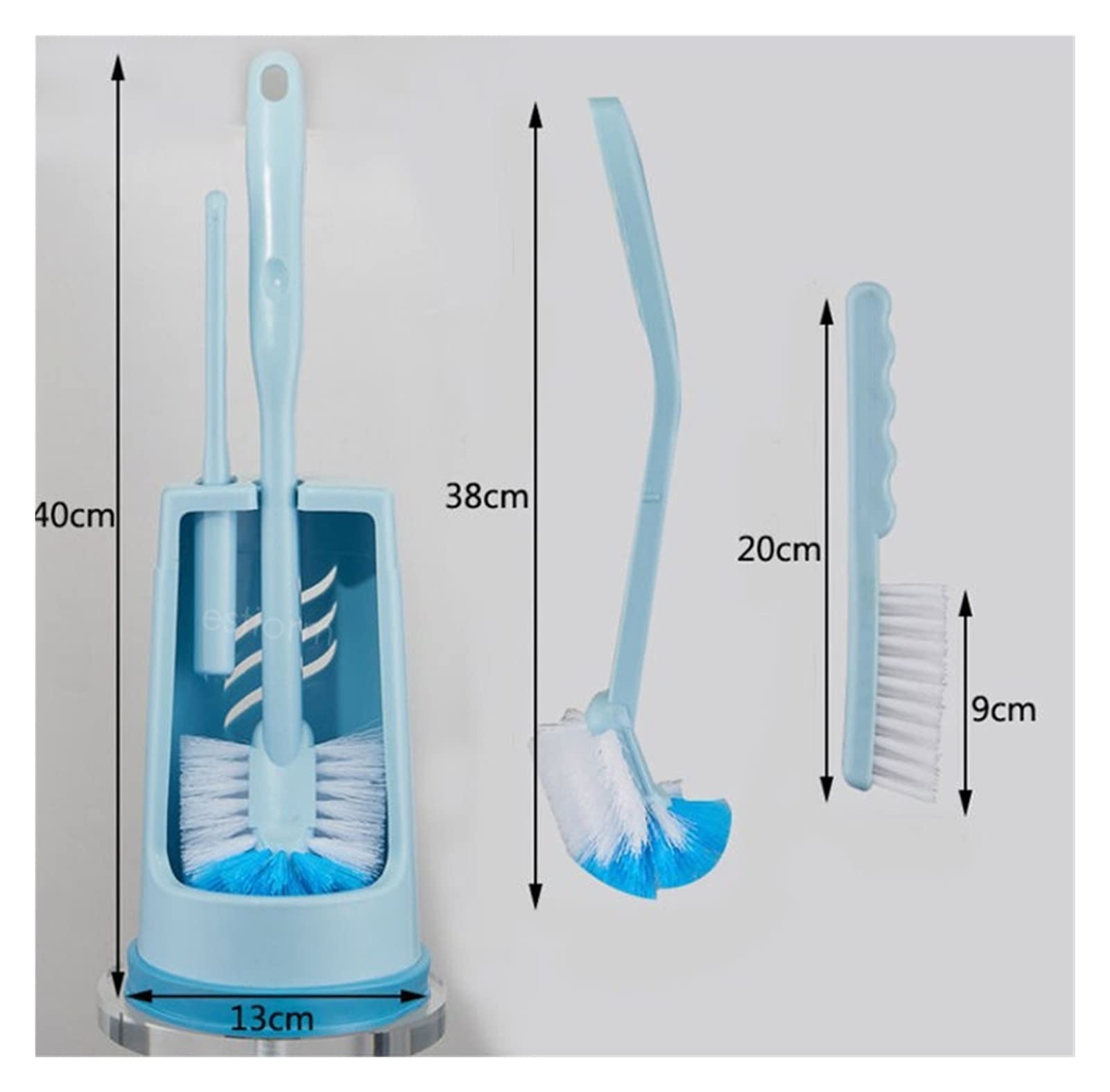 Set scopino per WC 3 in 1, scopino per WC Blu con Supporto, detergente per Il Bagno in plastica, Efficace Strumento per la Pulizia del WC, Accessorio Essenziale per Il Bagno