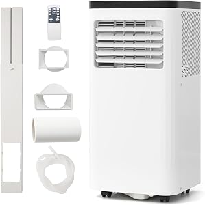 DORTALA climatiseur portable 8000 BTU, climatiseur portable 3-en-1 avec télécommande, déshumidificateur, minuterie 24H, kit de fenêtre pour appartement de 350 pi², chambre