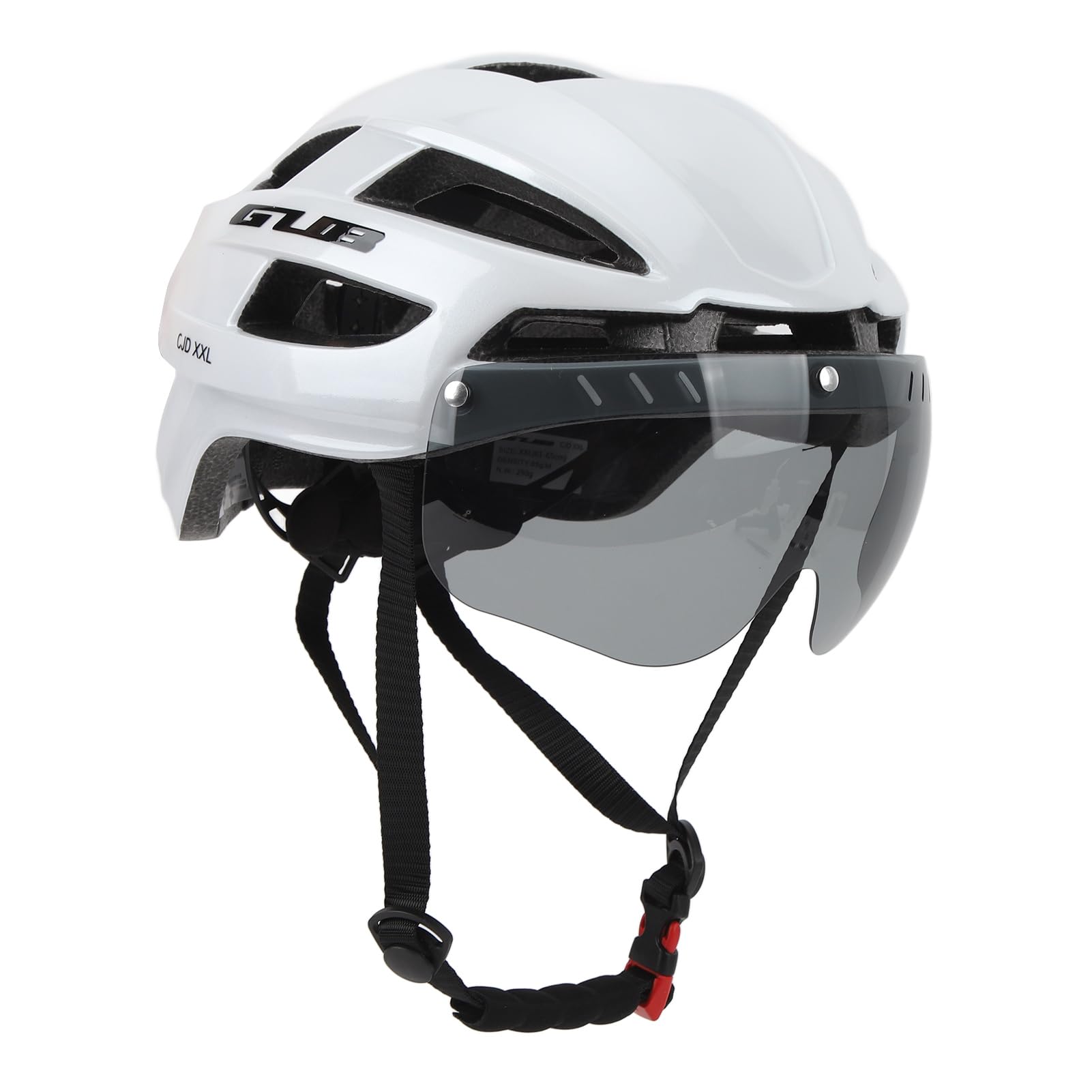 Casco de Bicicleta para Adultos, Gafas Magnéticas de Casco de Ciclismo Integrado para Hombres para Montar Al Aire Libre (Blanco)