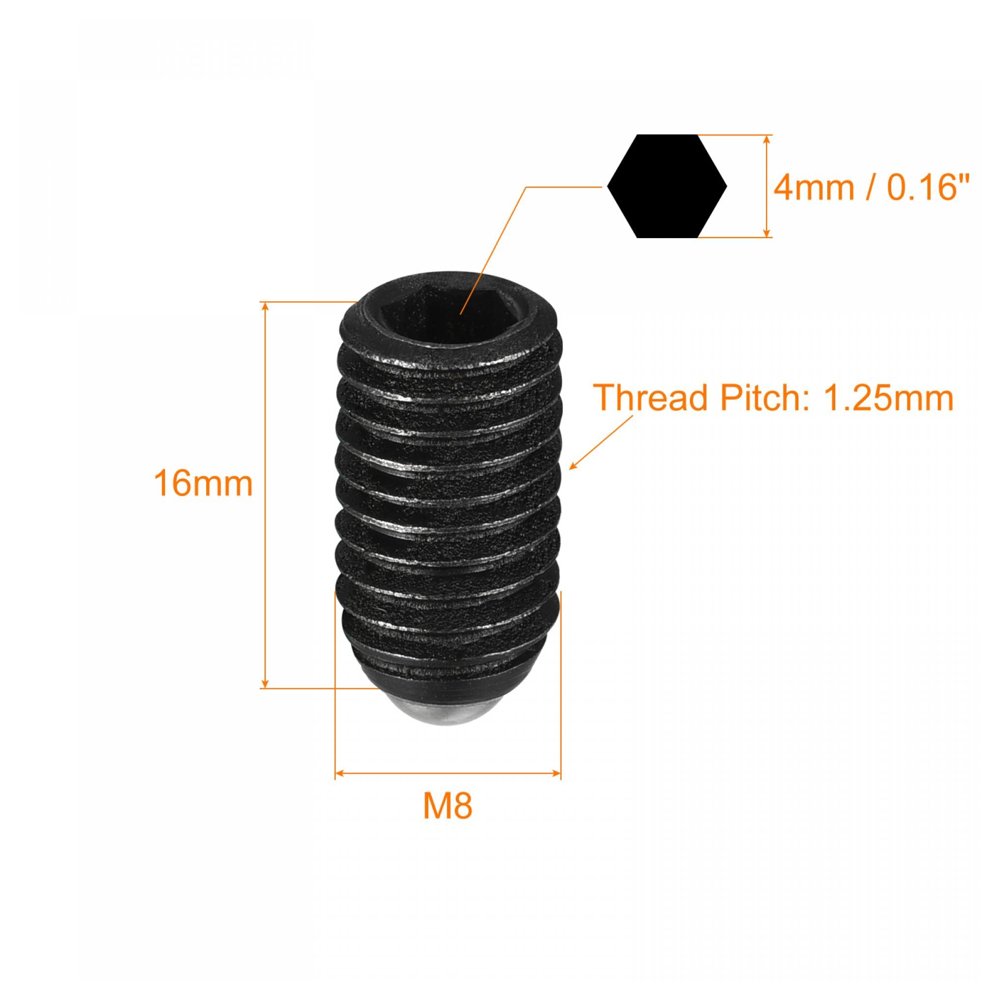 Uxcell M8 X 16mm Ball Point Set Screws – 304 Stainless Steel Hex Socket Spring Plunger Screws, 20-Pack For Fixtures & Machinery