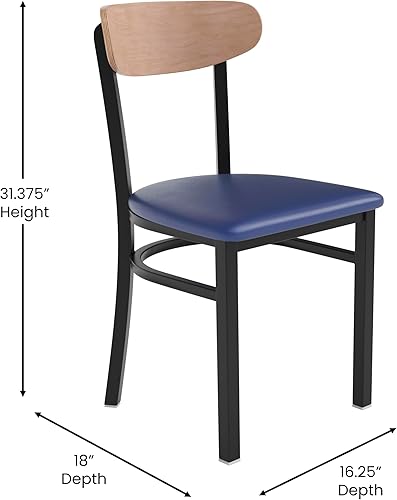 Miniatura 222 de Flash Furniture Wright - Silla de comedor de grado comercial, asiento de madera maciza con acabado de nogal y respaldo de boomerang, 500 libras de