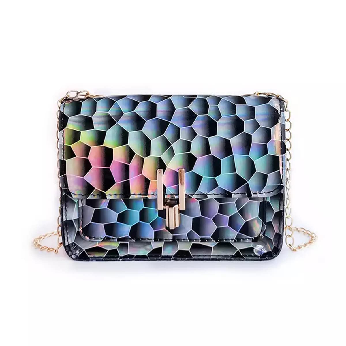 TYPIFY ® Women Small Girls Crossbody Sling Bag (Black Holographic Reflective) (B09QQP7LFS) Amazon Price History, Amazon Price Tracker