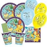 20 Servietten amscan/spielum 46-teiliges Party-Set Pokemon - Teller Becher Servietten Luftballons Trinkhalme für 8 Kinder