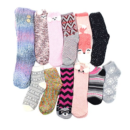Image of BambooMN Women's Super Soft Warm Cozy Fuzzy Socks Assortments