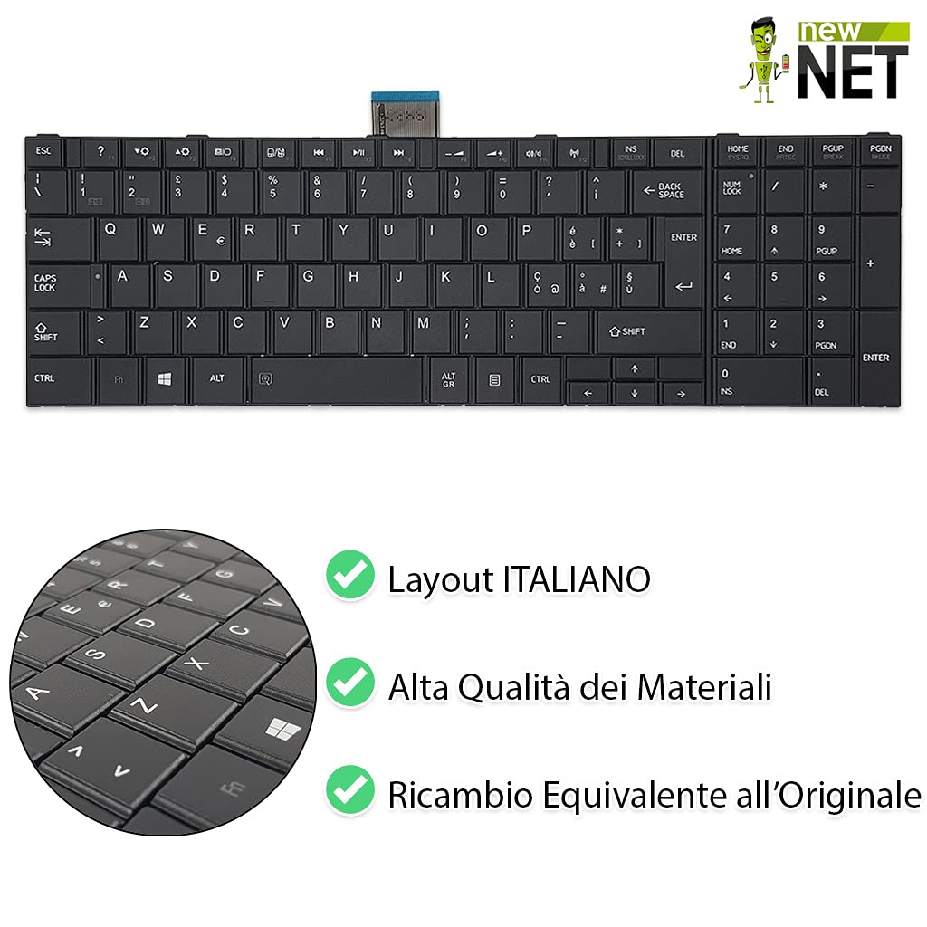Tastiera Italiana Per Notebook Toshiba Satellite C850/C870/L850 – NewNet, QWERTY, Non Retroilluminata - 6