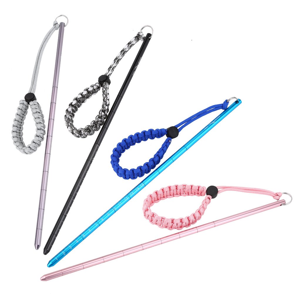 Tbest Puntero de Buceo,Barra de Buceo Palo Ligera Diving Stick Aleación de Aluminio Ruido Hacedor Cosquillas Varilla de Palo Puntero con Cordón de paracaídas para Submarinismo Snorkel(Negro)