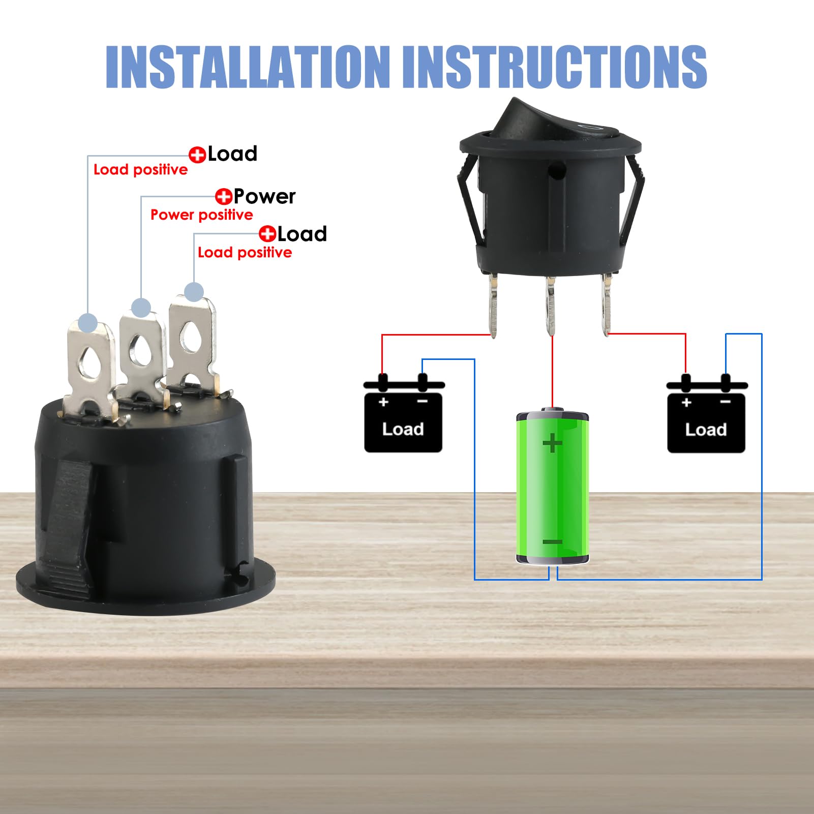 Rotondo Interruttore A Bilanciere, 10pcs Mini Interruttore Bilanciere Rotondi ON/OFF SPST, 3 Posizioni 10A/125V 6A/250V Interruttore Rotondo per Auto, Barche, Elettrodomestici(nero)