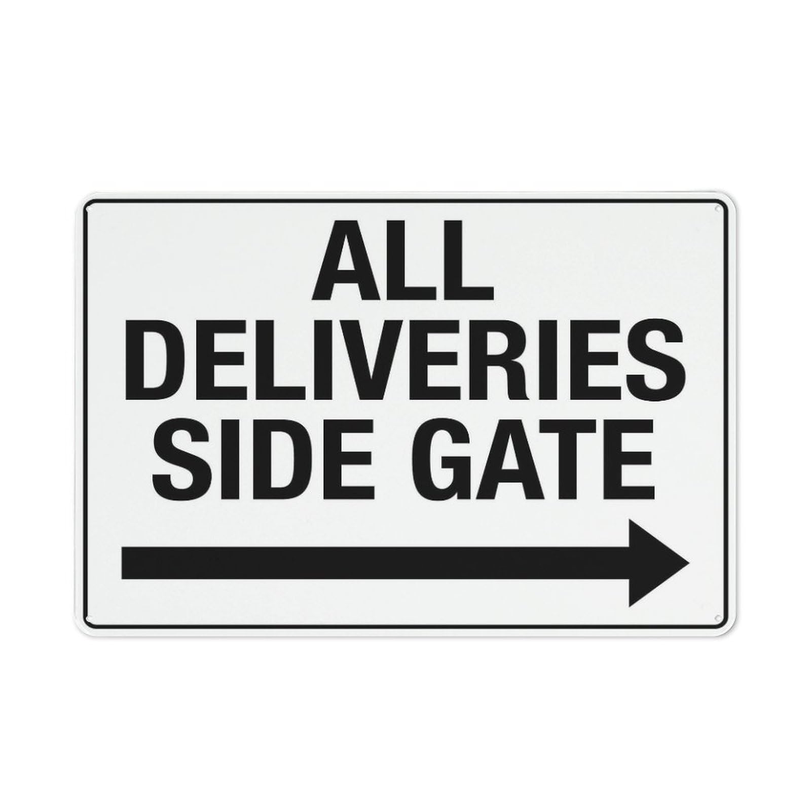 Street Sign All Deliveries Side Gate Right Arrow Retro Aluminum Metal Tin Sign Wall Decor Art 8x12 Inch