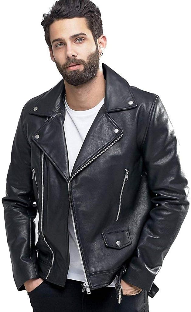 New York Leather Black Biker Leather Jacket for Men