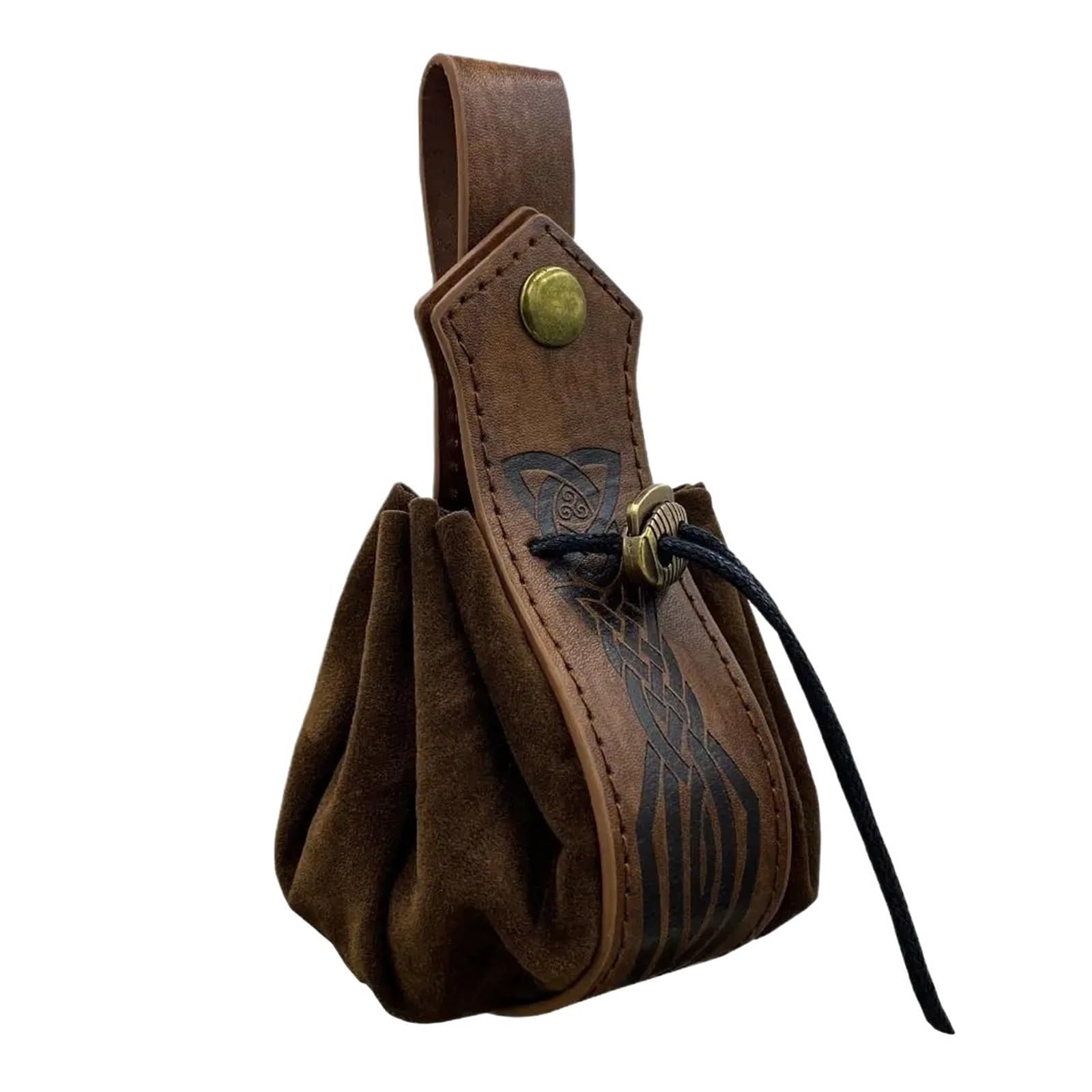 AYWTIUN Leather Drawstring Pouch Faux Leather Medieval Belt Bag Drawstring Portable Coin Purse Adjustable Pouch Cosplay