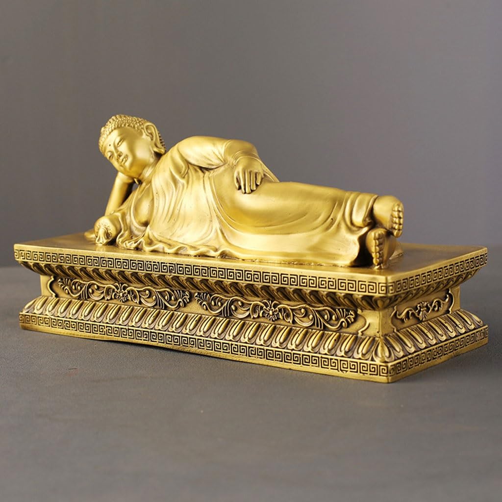 Posąg Buddy do wnętrz Dom Salon Mosiężny Śpiący Budda Ozdoby Zen Medytacja Kult Dekoracje Biuro Rzemiosło medytacyjne Statuetka Buddy Rzeźba