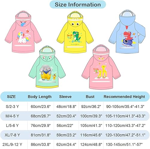 Miniatura 6 de Chubasqueros para niños, chaqueta impermeable para niños y niñas, poncho de lluvia para niños pequeños, ropa de lluvia de dibujos animados 3D, traje