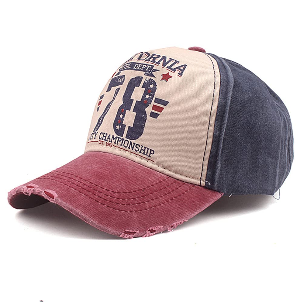 Elwow Unisex Color 2 Men's Summer Distressed Front Baseball Cap Sun Hat Trucker Hiking Cap With Adjustable Strap (, One Size)