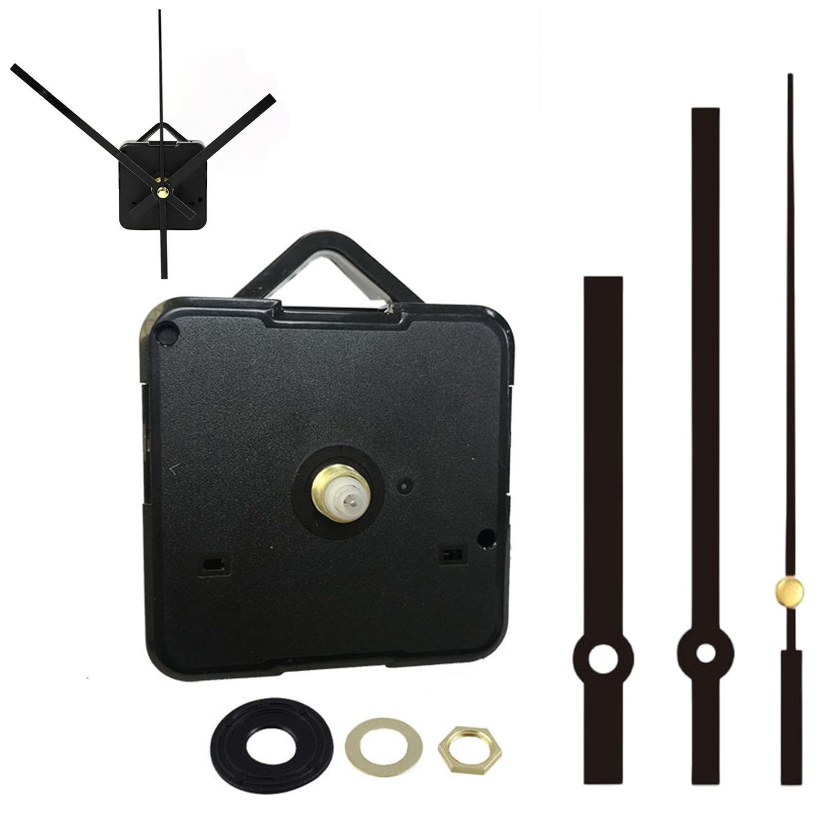 Movimento Orologio Da Parete Al Quarzo | Lancette Nere A Punta Quadrata, Con 2 Coppie Di Ricambio - Foto 3