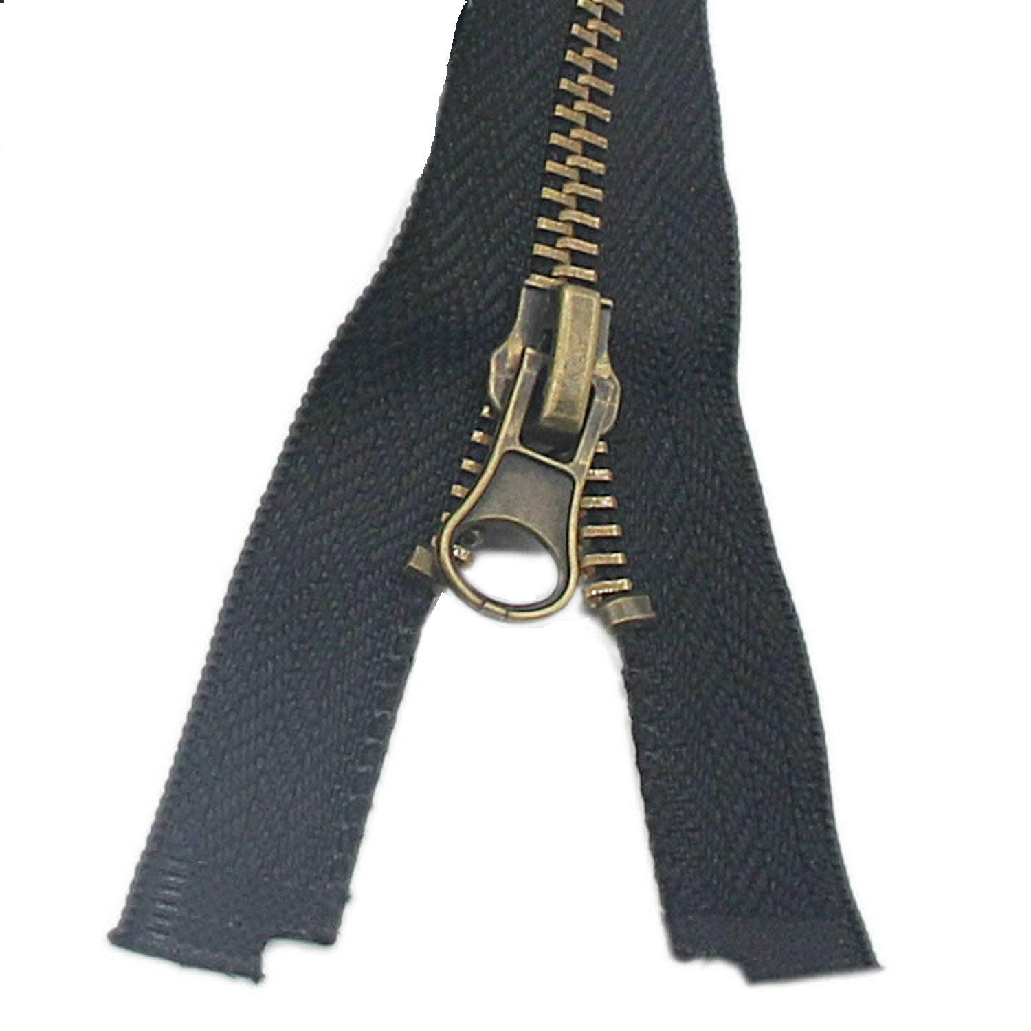 Leekayer 2pcs #5 28 Inch Metal Zippers for Jackets Sewing Coats Crafts Antique Brass Separating Zipper 71.2CM Metal Zipper Heavy Duty (28" Antique Brass)