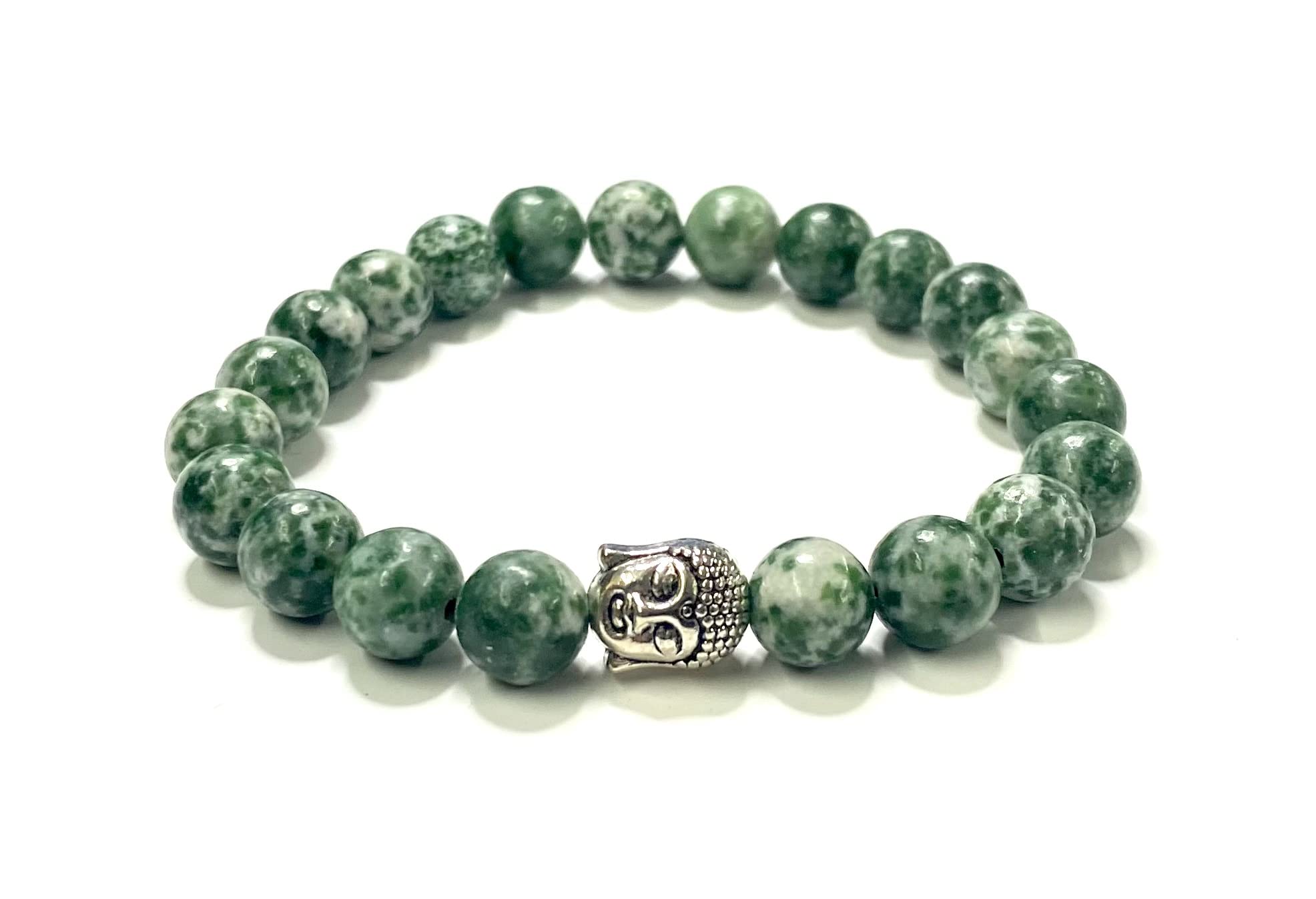 Bracciale elastico unisex Buddha pietre vere naturali mm.8