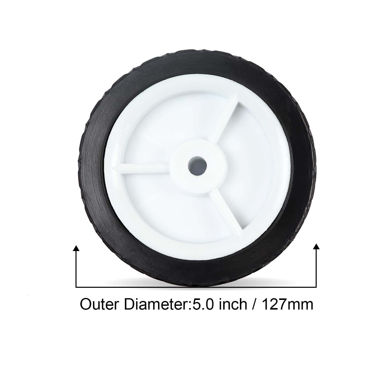 2 x gumowe kółko uniwersalne koło zapasowe 125 mm na wózek, średnica otworu osi 10,0 mm