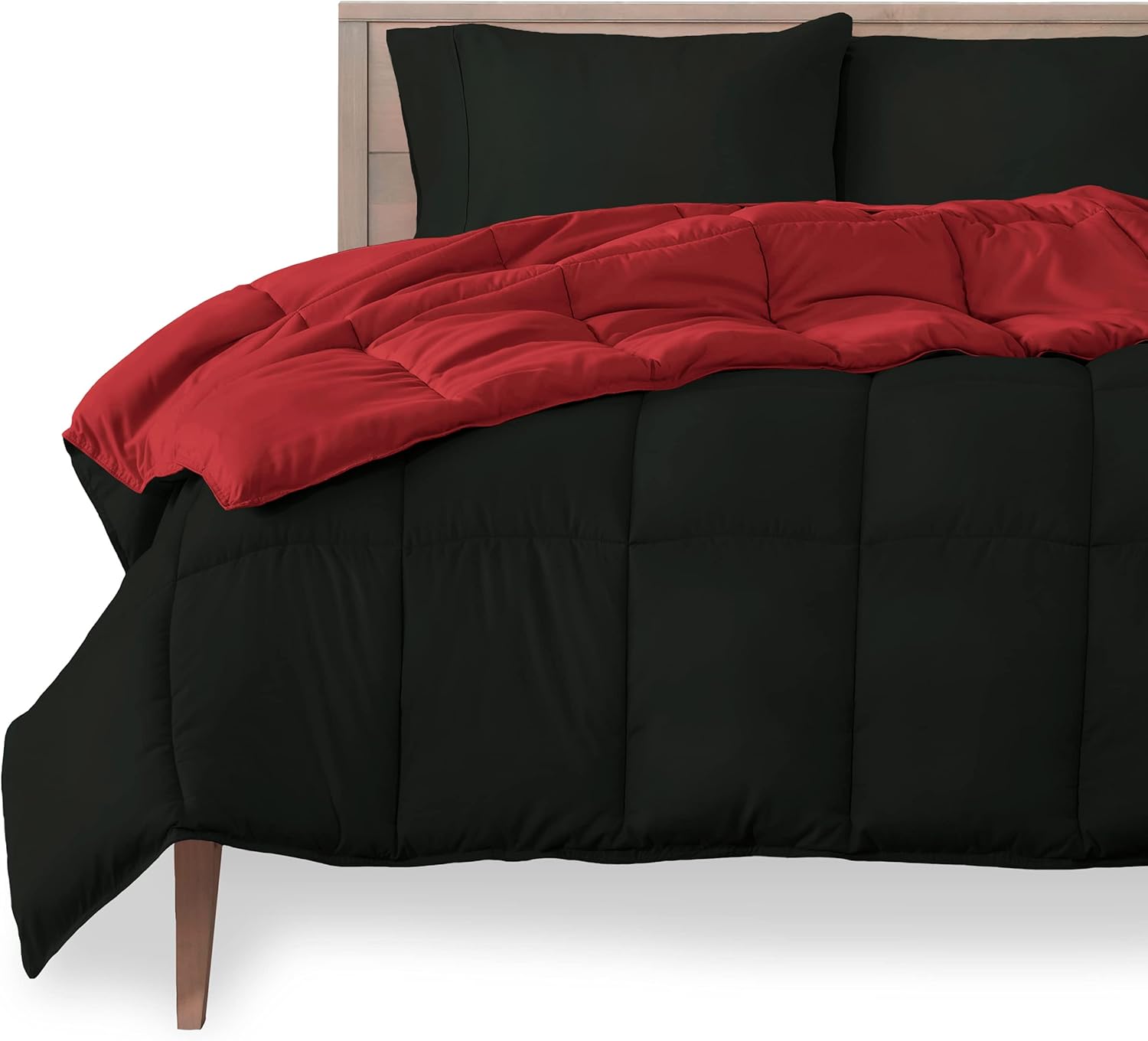 Bare Home Full Comforter - Reversible Colors - Goose Down Alternative - Ultra-Soft - Premium 1800 Series - All Season Warmth - Bedding Comforter (Full, Black/Red) : Home & Kitchen