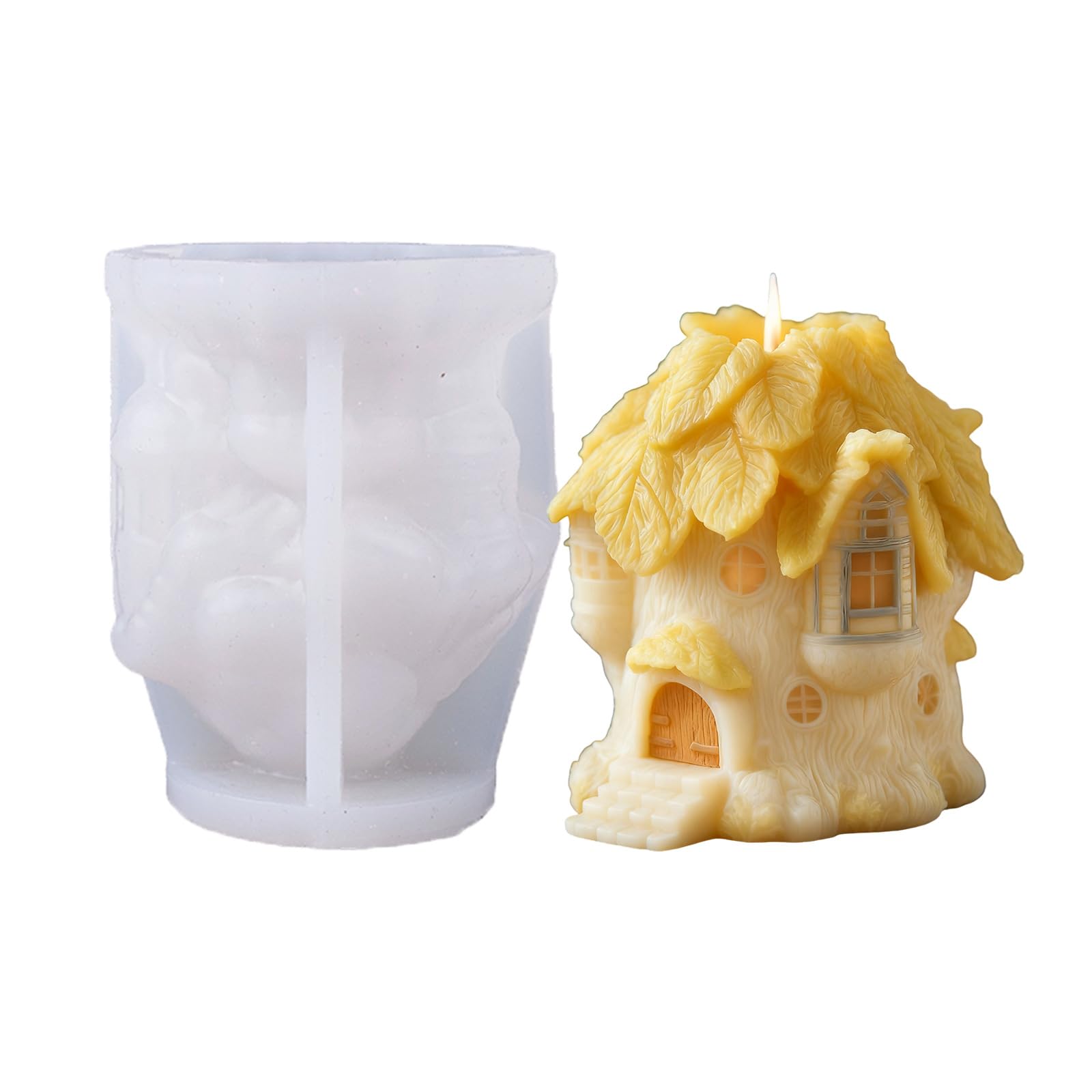 CAZSTYK Tree Cottage Silicone Christmas Silicone Molds Easy Demolding for Soap Chocolate Home Decoration Elastomer Cast