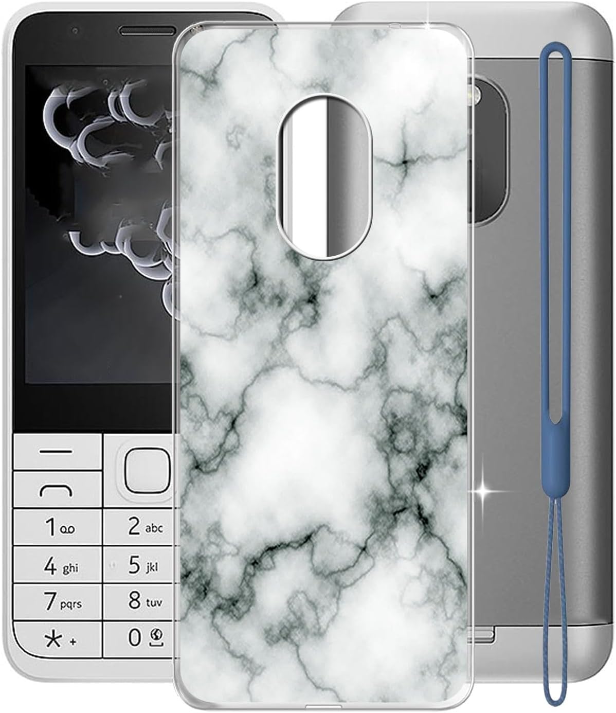 for Nokia 230 2024 Case, WXPPJ Full Body Protection Shockproof Cover Case, Transparent Soft Silicone TPU Back Cover Bumper Phone Case for Nokia 230 2024 (2.80") - Marble