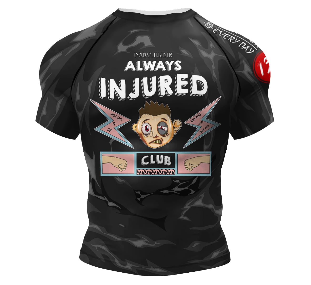 Red Plume Men's Compression Sports Tight Elastic Shirt Training Gym Running Tee Black