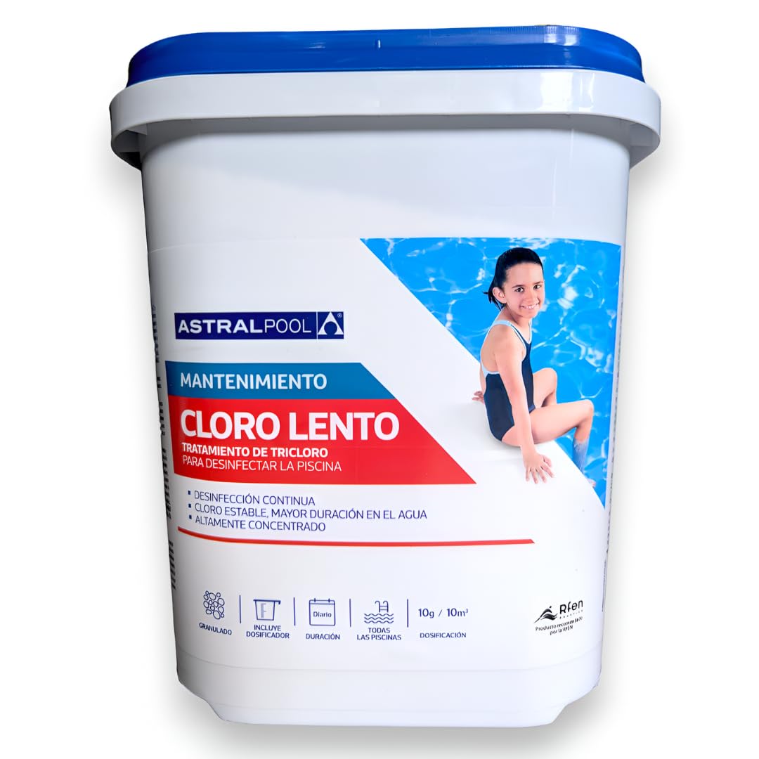 Tricloro Granulado en Tarrina de 5kg de ASTRALPOOL - Cloro Lento en Grano de 5 Kilogramos para Piscinas