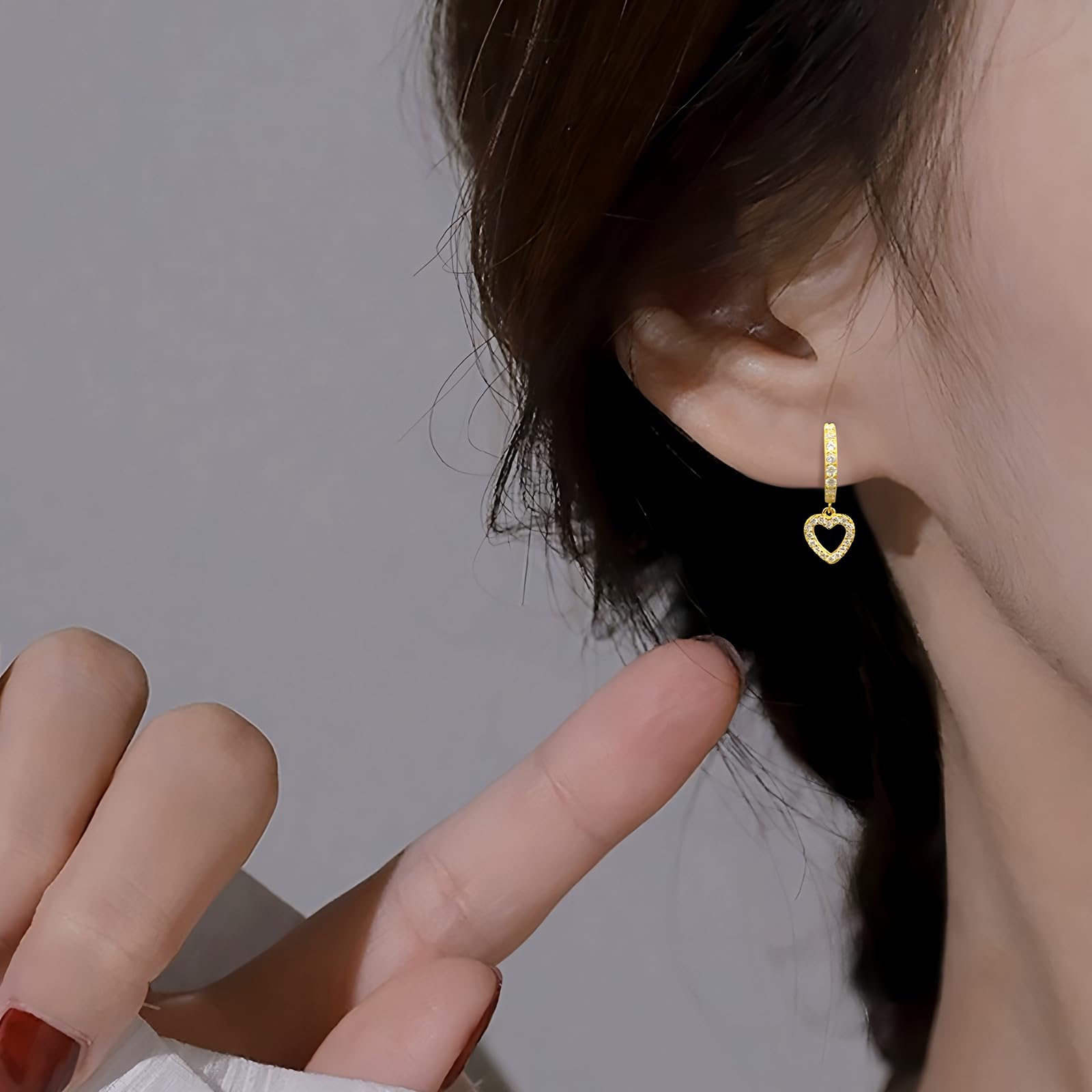 3 Paia Orecchini a Cerchio con Cuore Pendenti Argento Sterling 925 Orecchini Oro Cuore da Donna Piccoli Orecchino in Oro per Donna Ragazze con Scatola