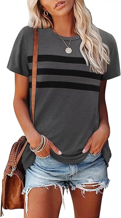 KISSMODA Summer Short Sleeve T Shirt Loose Fit Casual Dressy Women Top 2025 Trendy Ladies Fashion Blouses(S-3XL)