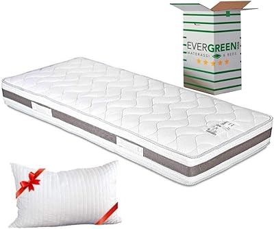 Evergreenweb - Materasso Singolo 85x190 Memory Foam alto 20cm con Cuscino Letto GRATIS, Ortopedico lastra effetto Massaggiante, Sfoderabile e Lavabile, ideale per tutte le Reti o Letti Singoli Offerta