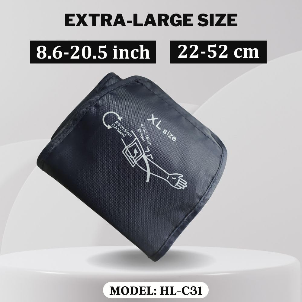 Tensiometre bras avec brassard extra large (22-52 cm), Moniteur de tension artérielle automatique, Détecteur de Pulsations Cardiaques avec Bracelet extra large (22-52 cm)