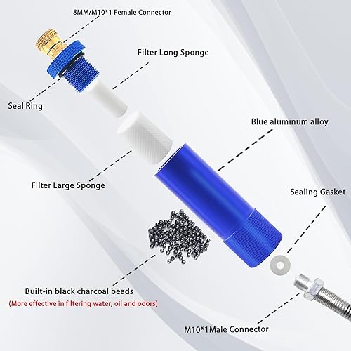 Miniatura 3 de Separador de agua y aceite de 30 MPa, filtro de aire de bomba manual PCP con manguera flexible de resorte de 20 pulgadas y cabeza madre de rosca