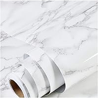 practicalWs Peel and Stick Marble Wallpaper 15.7" x 236.2" - White Gray Granite Contact Paper for Kitchen Backsplash, Cabinets, Removable Self-Adhesive Vinyl