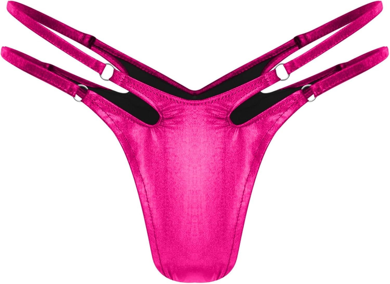 Women's Shiny Metallic Hollow Out Cheeky Briefs Double Waistband Role Play Underwear Fun Lingerie