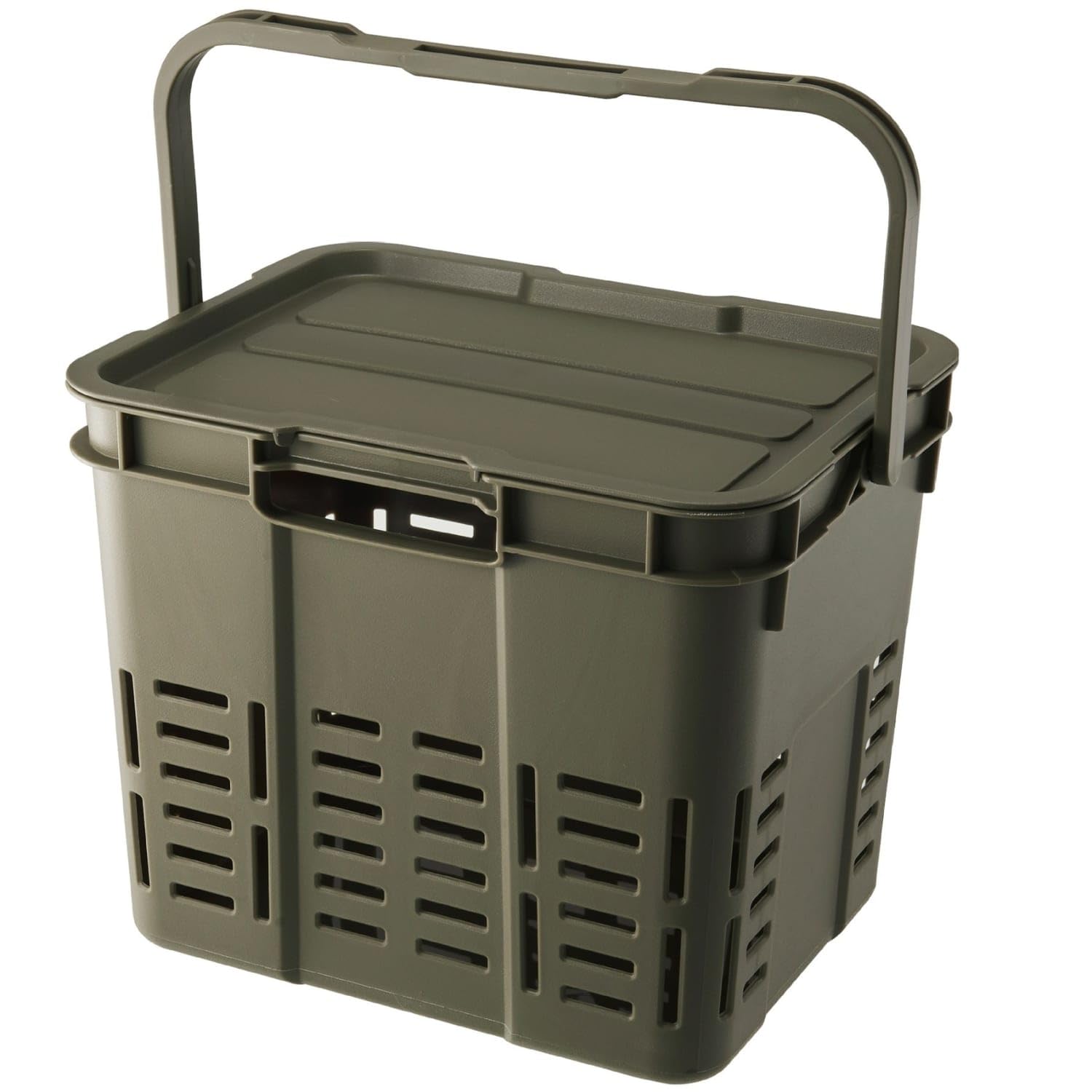 Stackable ABS Storage Box with Lid Slimline Storage Box with Lid Rigid Compact for Campers, Travelers, Car Trunk, Camping, Garage, Army Green, 16L-image-7