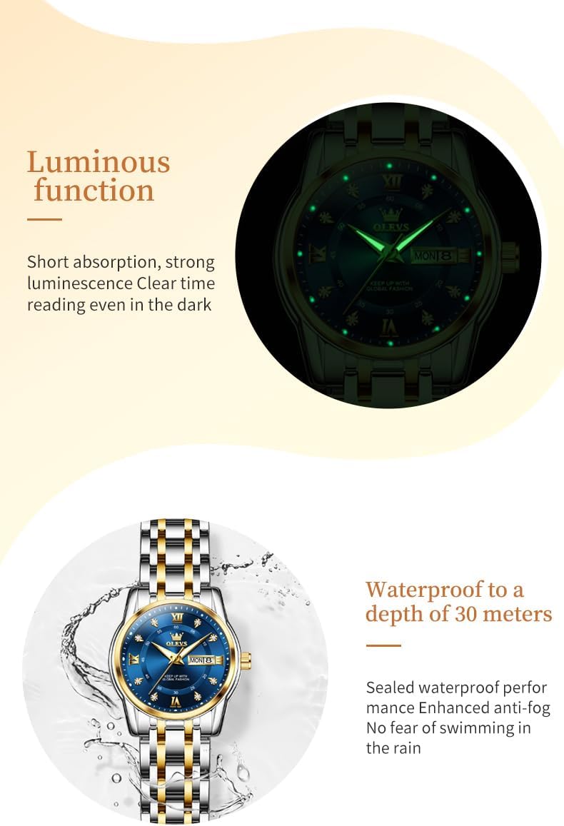 OLEVS Couple Watch Valentines Couple Matching Watches His and Her Couple Set Wrist Watch Men and Women Lovers Wedding Romantic Gifts Set of 2 - Image 5