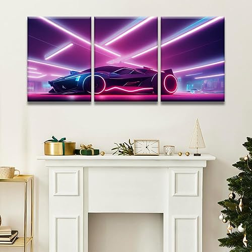 Miniatura 2 de Cyberpunk - Juego de 3 pósteres de decoración para habitación de niños, futurista, retro, onda, sintetizador, arte de pared para niños, decoración