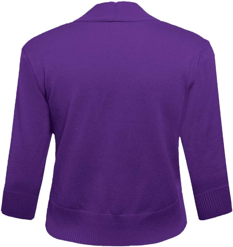 AAMILIFE Women's 3/4 Sleeve Cropped Cardigans Sweaters Jackets Open Front Short Shrugs for Dresses - Image 3