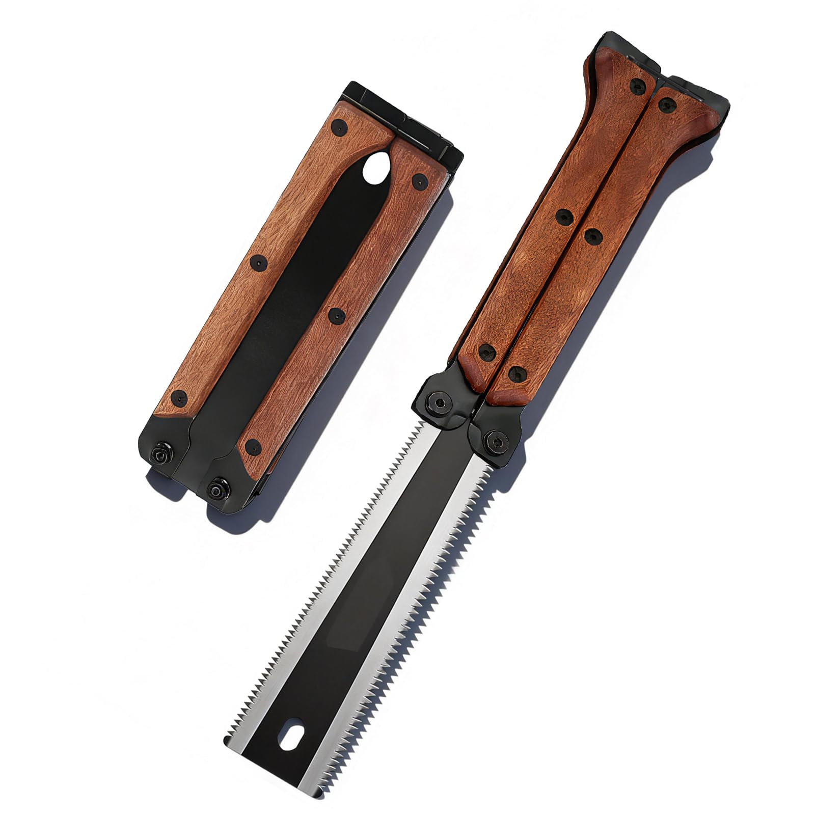 Folding Japanese Pull Saw, 6.3 Inch Double-Edged SK5 Blade, 13/14 TPI Japanese Hand Saw & Flush Cut Saws, 3 Side Grinding Gear SK5 Blade Wood Flush Cut Saw for Camping,Woodworking & DIY