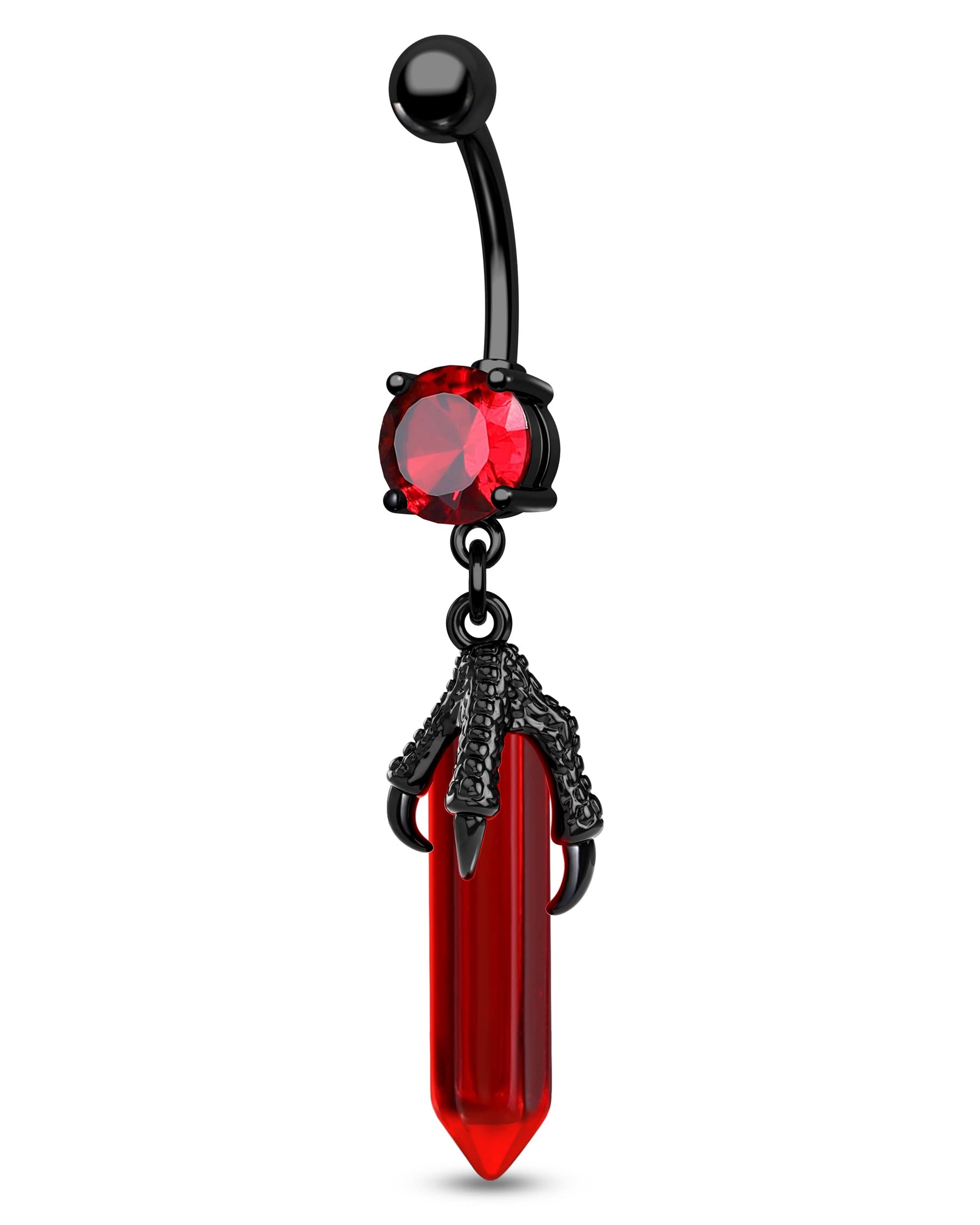 CM Crareesi ManiaDragon Belly Button Ring 316L Stainless Steel Belly Rings Dangling 14G Belly Piercing Jewelry for Women Natural Stone Pendant Belly Button Piercing Jewelry