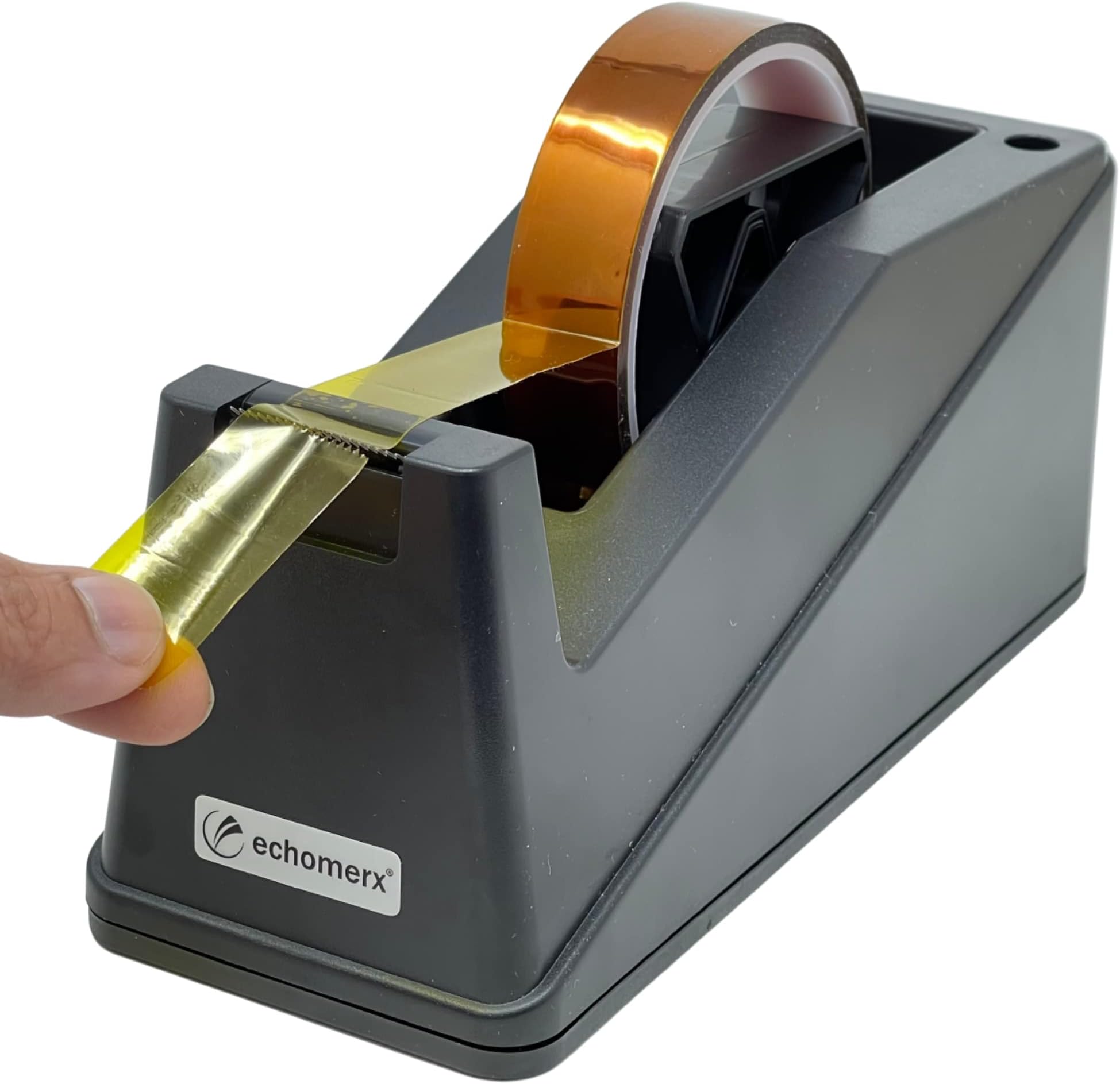 echomerxLarge True-Weighted Heat Tape Dispenser for One-Handed Dispensing - Save a Hand, Cut Heat Resistant Tape for Sublimation | Heat Press, Heavy Duty, 1 + 3 in. Dual Core, Anti-Skid, Black Base